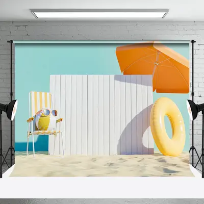 Summer Sandy Beach Sunbathing Cake Smash Backdrop