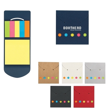 250 Custom Sticky Notes And Flags In Pocket Case - Neon Colors