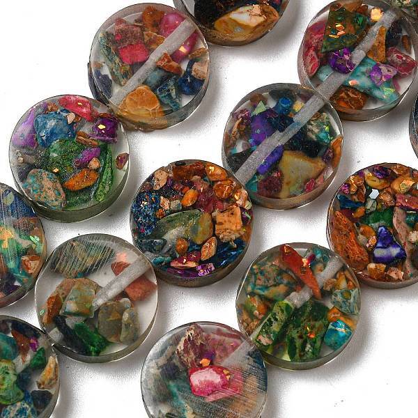 Dyed Natural Imperial Jasper with Resin Beads Strands