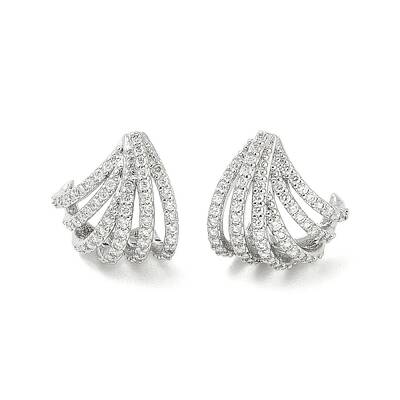 Rack Plating Brass Micro Pave Clear Cubic Zirconia Stud Earrings for Women
