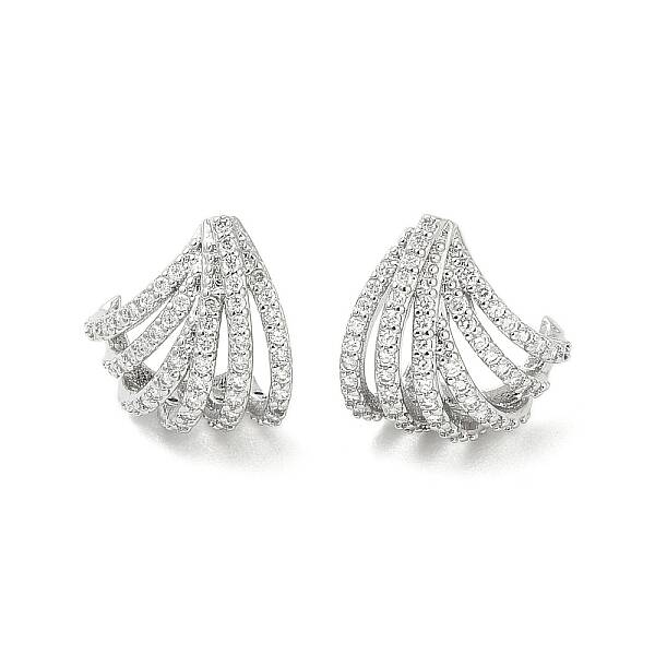 Rack Plating Brass Micro Pave Clear Cubic Zirconia Stud Earrings for Women