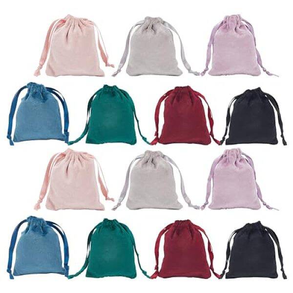 28Pcs 7 Colors Velvet Jewelry Drawstring Bags