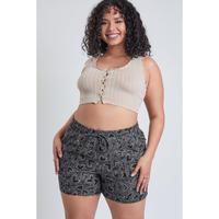 Women Plus Size Linen Blend Short – Drawstring Waist with Side Porkchop Pockets | Comfy Summer Lounge Shorts Womenswear Adj...