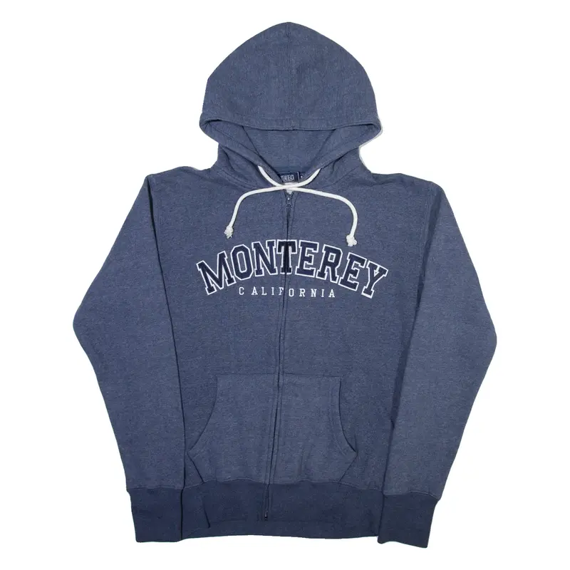 OCEAN REACH Monterey California Mens Blue Hoodie Full Zip USA 2XL