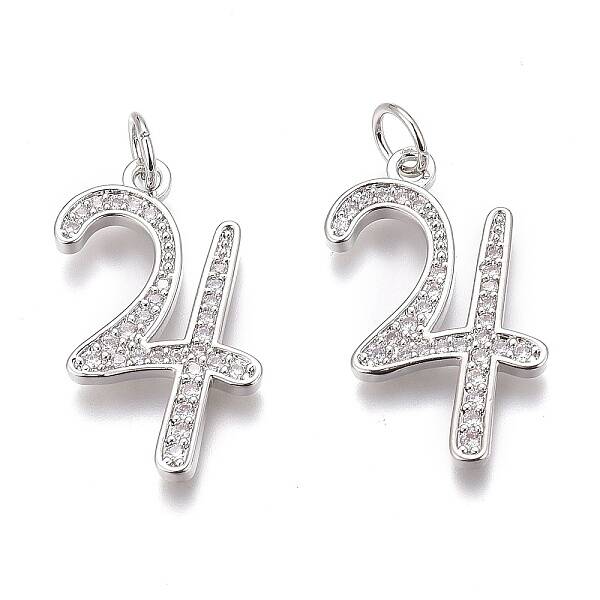 Brass Micro Pave Clear Cubic Zirconia Pendants