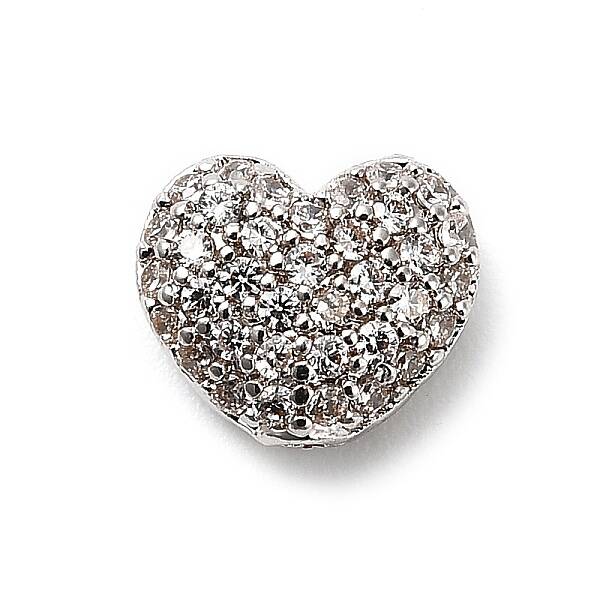 Brass Micro Pave Cubic Zirconia Beads