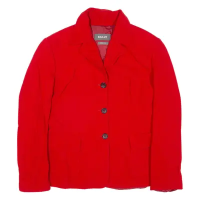 BALLY Womens Blazer Jacket Red Knit Wool L