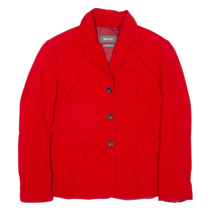 BALLY Womens Blazer Jacket Red Knit Wool L