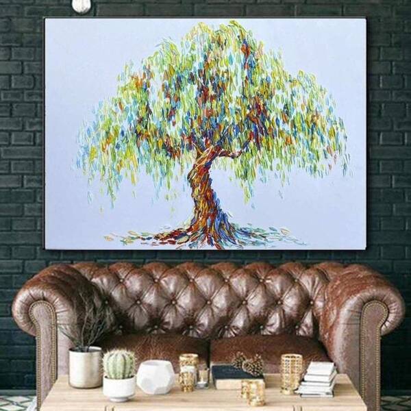 Extra Large Canvas Wall Art Abstract Tree Painting Weeping Willow Canvas Artwork Original | WEEPING WILLOW