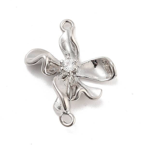 Brass Pave Clear Cubic Zirconia Connector Charms