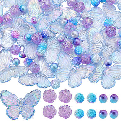 100Pcs 4 Styles  Acrylic Beads