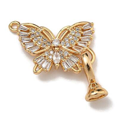 Brass Micro Pave Clear Cubic Zirconia Fold Over Clasps