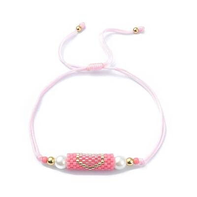 Glass Pearl & Seed Column with Heart Link Bracelet