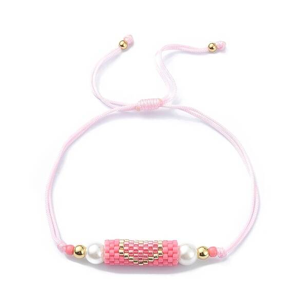 Glass Pearl & Seed Column with Heart Link Bracelet