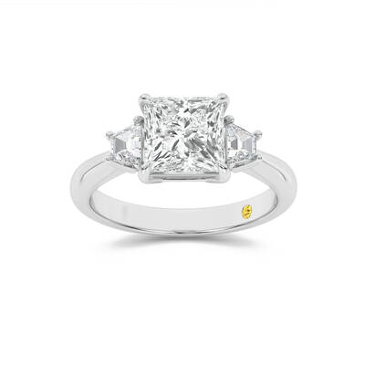 Nova Three Stone Princess Cut Lab Grown Diamond Engagement Ring | 18K White Gold 1 3/4 CT. TW.