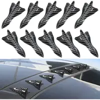 10count Air Vortex Generator Carbon Fiber Pattern Diffuser Shark Fin Set Kit Compatible with Spoiler Roof Wing Pointed Vehicl...
