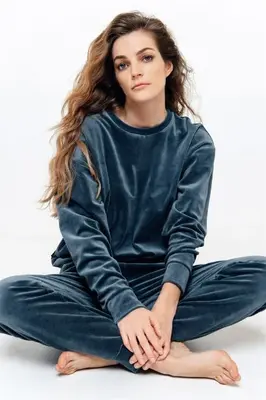 Velvet women sweatshirt - Blue | Size: XS