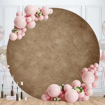Aperturee White Grey Wooden Round Backdrop For Birthday | Custom Round Birthday Backdrop | Round Party Backdrop | Circle Back...