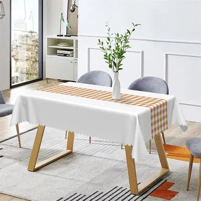 Simple Yellow White Plaid Party Rectangle Tablecloth - Aperturee