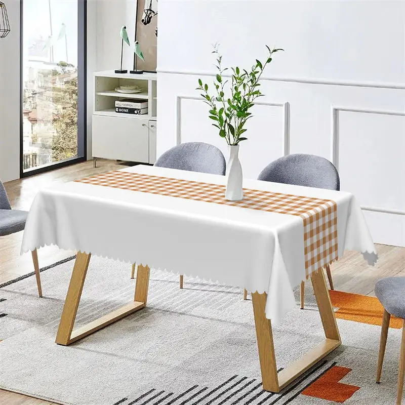 Simple Yellow White Plaid Party Rectangle Tablecloth - Aperturee
