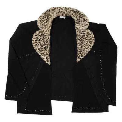 SHARAGANO Cashmere Shawl Jacket Black Wool 90s Womens L