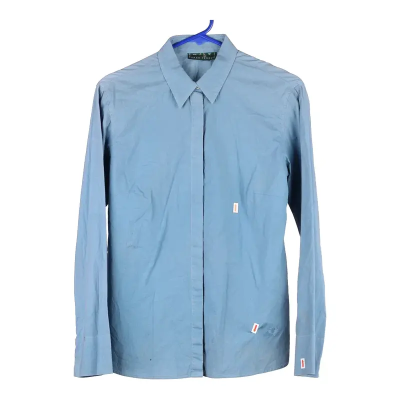 Bootleg Fred Perry Shirt - Medium Blue Cotton