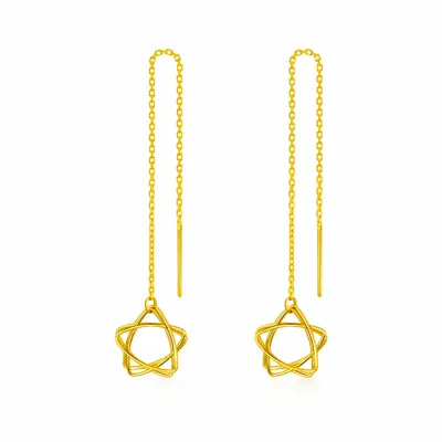 18K Gold Star Drop Earrings