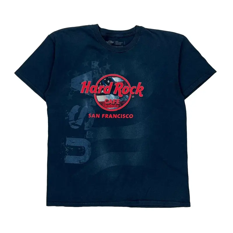 San Francisco Hard Rock Cafe Graphic T-Shirt - Large Blue Cotton