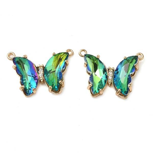Brass Pave Faceted Glass Connector Charms