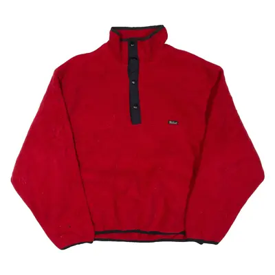 WOOLRICH Mens Fleece Red Button Neck L
