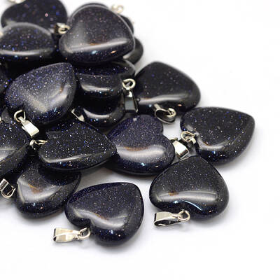 Heart Synthetic Blue Goldstone Pendants