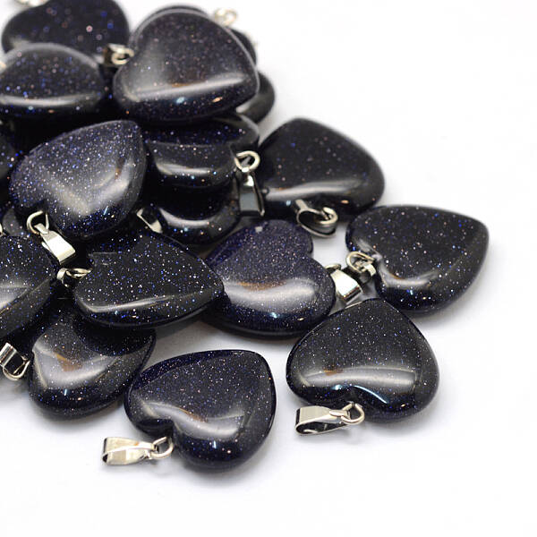 Heart Synthetic Blue Goldstone Pendants