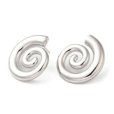 Rack Plating Brass Vortex Stud Earrings for Women