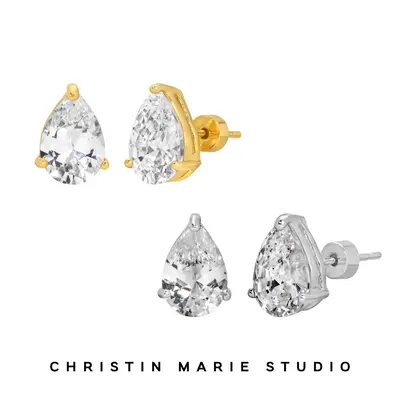 Tear Drop Stud Earrings