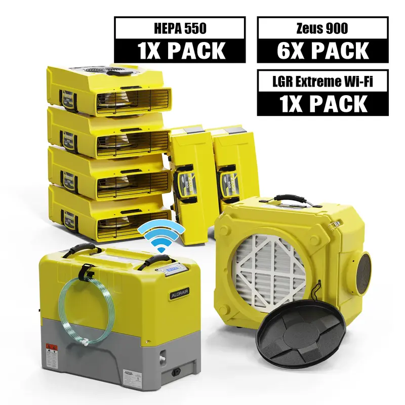 Alorair Water Damage Restoration Equipment, 1 X Storm LGR Extreme WiFi Commercial Dehumidifier, 6 X Zeus 900 Air Mover, 1 X -...