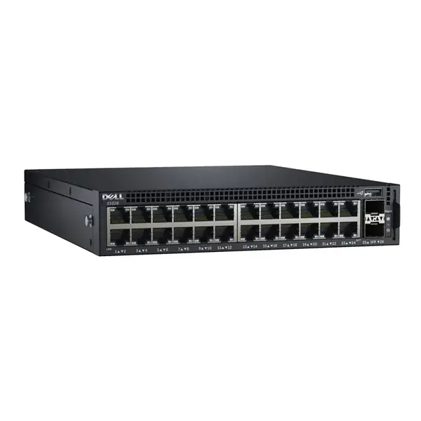 0RNRCH Dell X-Series X1026 24 x 10/100/1000Base-T RJ-45 and 2 x SFP (mini-GBIC) Ports Layer 2 Managed Gigabit Ethernet Switch