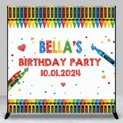 Colorful Crayons Notebook Custom Birthday Backdrop - Aperturee
