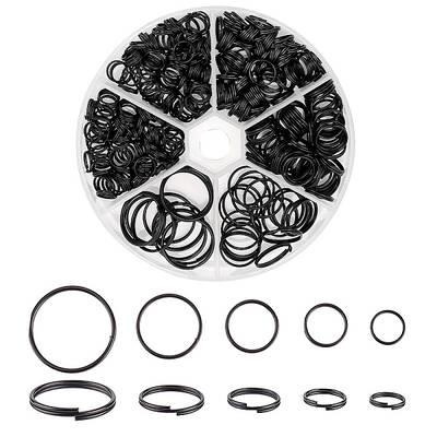 373Pcs 5 Styles Iron Split Key Rings