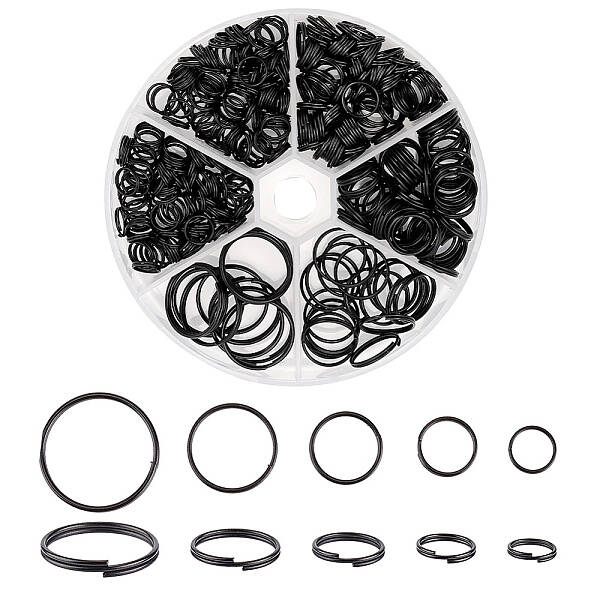 373Pcs 5 Styles Iron Split Key Rings