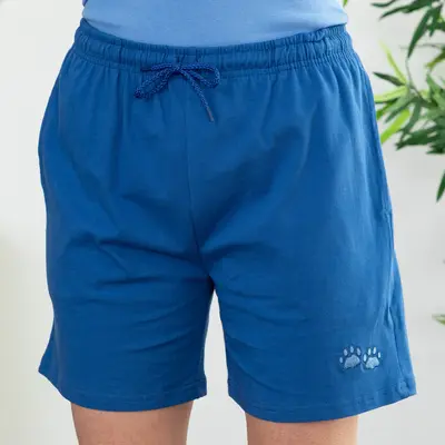 Women's Paw Print Drawstring Shorts | 100% Cotton - Pink - L