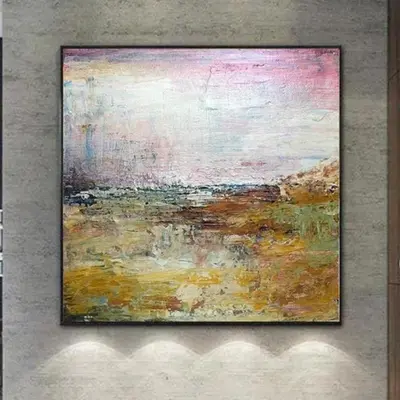 Original Colorful Painting Abstract Field Painting Modern Colorful Wall Art Abstract Countryside Painting | FABULOUS VISION