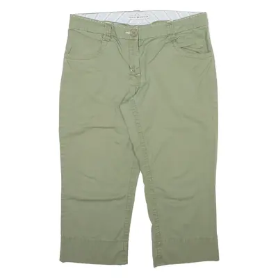 TOMMY HILFIGER Three Quarters Womens Trousers Green Relaxed Straight W34 L21