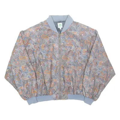 FREY Womens Bomber Jacket Blue 90s Paisley M
