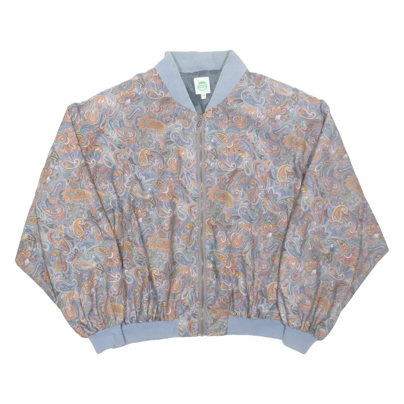 FREY Womens Bomber Jacket Blue 90s Paisley M
