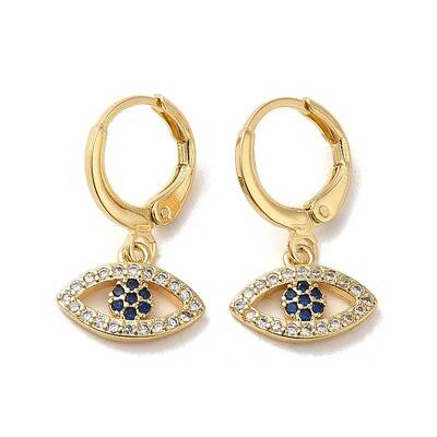 Horse Eye Brass Dangle Leverback Earrings