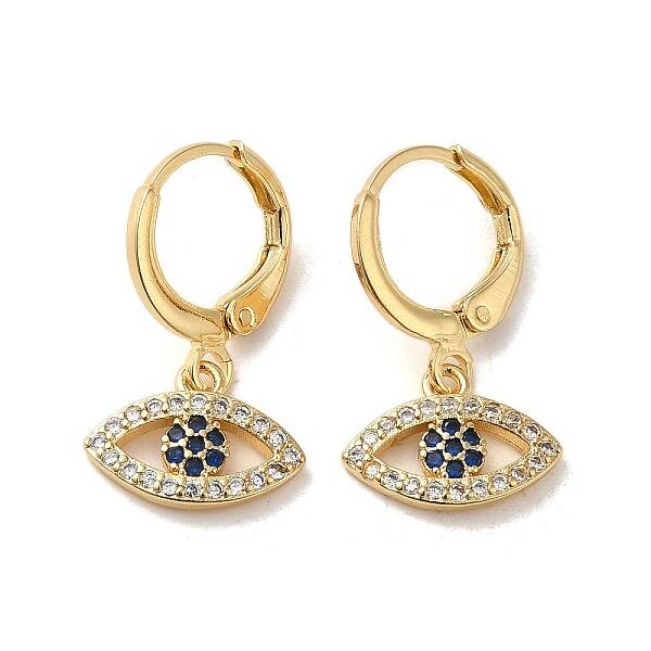 Horse Eye Brass Dangle Leverback Earrings