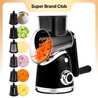 SUSTEAS Rotary Food Cheese Grater with 6 Replaceable Blades, 18/10 Stainless Steel, BPA Free, Dishwasher Safe, Easy to Clean ...
