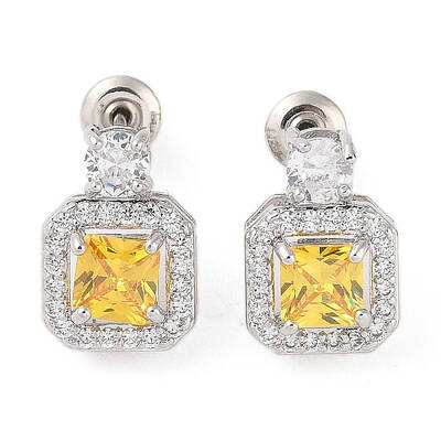 Rack Plating Brass Micro Pave Cubic Zirconia Stud Earrings