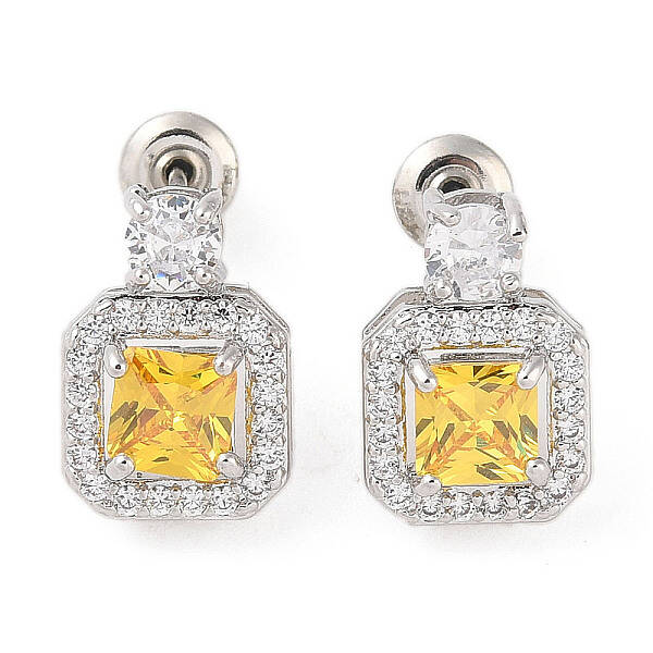 Rack Plating Brass Micro Pave Cubic Zirconia Stud Earrings