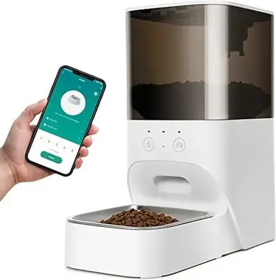 FluffyDream Pet Feeder,4L Automatic Cat Feeder with APP Control,30s Voice Recorder,2.4G Wi-Fi Enabled,Food Grade Stainless St...